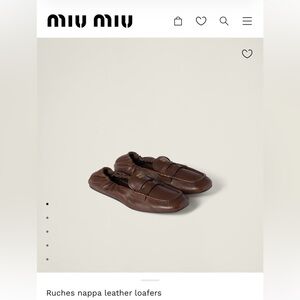 Miu Miu Loafer Brown Ruches nappa leather loafers size 37 boat shoe